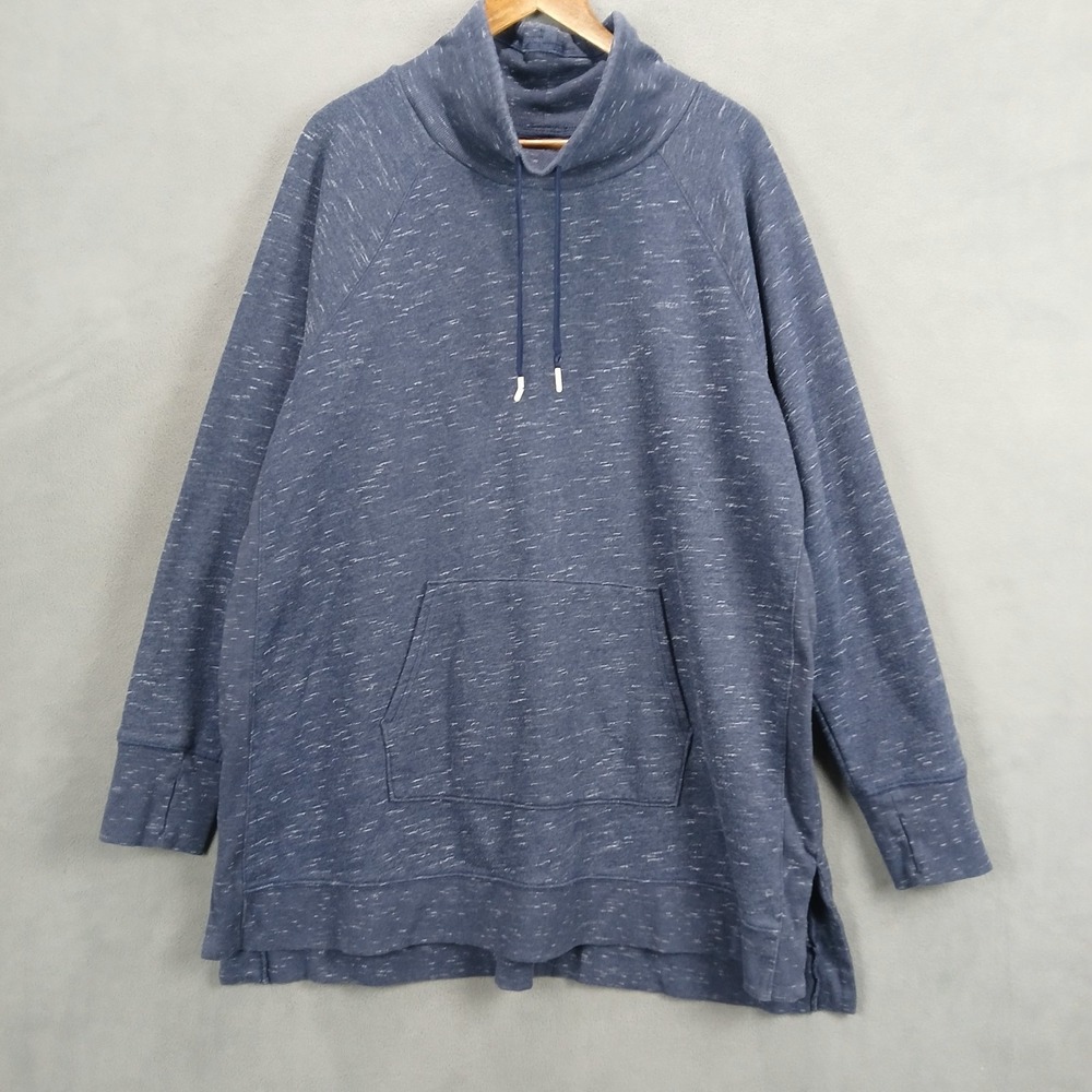 Tek Gear Ultrasoft Fleece Sweater Women 2XL Heather Blue Cotton Side Slit Casual
